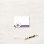 Paarse en gele whimsical Daisy Custom Text Post-it® Notes (Op bureau)