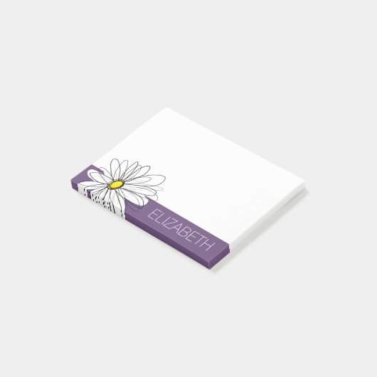 Paarse en gele whimsical Daisy Custom Text Post-it® Notes (Schuin)