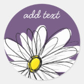 Paarse en gele whimsical Daisy Custom Text Ronde Sticker (Voorkant)