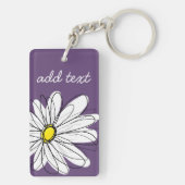 Paarse en gele whimsical Daisy Custom Text Sleutelhanger (achterkant)