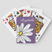 Paarse en gele whimsical Daisy Custom Text Speelkaarten (Achterkant)
