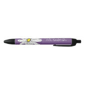 Paarse en gele whimsical Daisy Custom Text Zwarte Inkt Pen (Bodem)