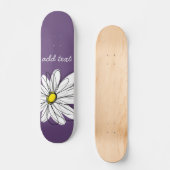 Paarse en gele whimsical Daisy Script-tekst Skateboard (Voorkant)