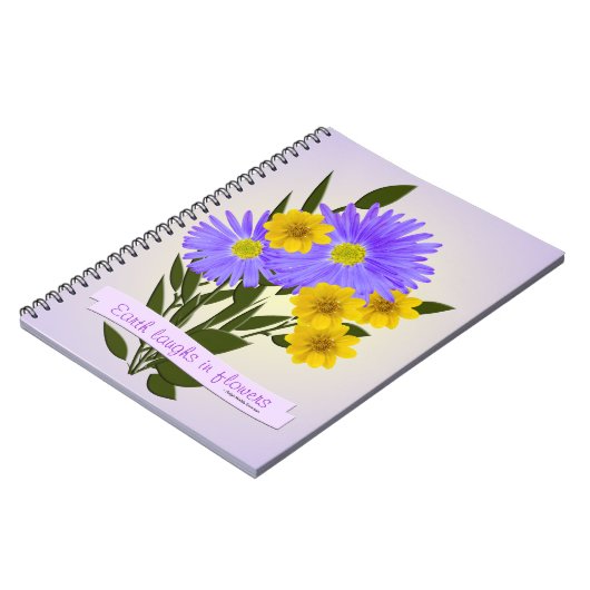 Paarse en gele wilde bloemen notitieboek (Linkerzijde)