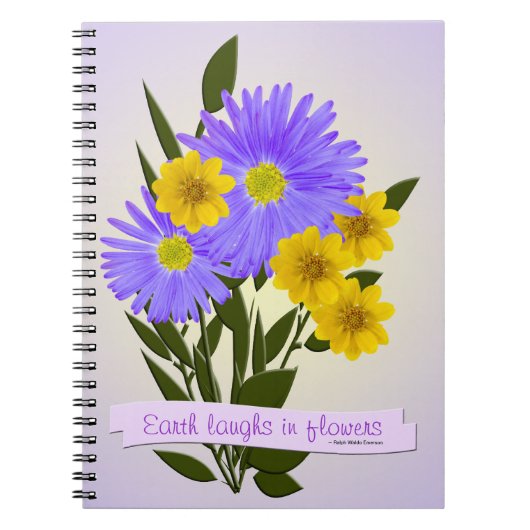 Paarse en gele wilde bloemen notitieboek (Voorkant)