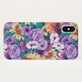 Paarse en gele zomerbloemen collage patroon Case-Mate iPhone case (Achterkant (horizontaal))
