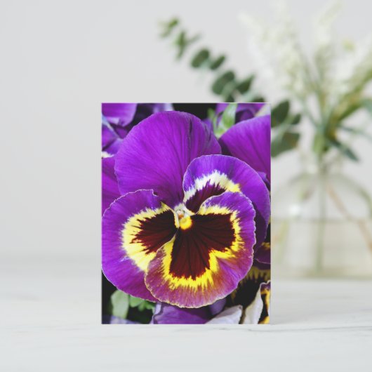 Paarse en gele zonnebloem briefkaart (Staand voorkant)