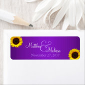 Paarse en gele zonnebloem stempel etiket (Insitu)