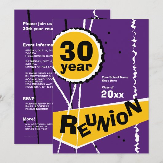 Paarse en Gold 30 jaar incasso Kaart (Voorkant / Achterkant)