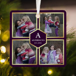 Paarse en Gold 4 Afbeeldingen Familie Foto Collage Metalen Ornament<br><div class="desc">Upload uw favoriete foto's om uw eigen unieke persoonlijke foto-cadeau voor uw eigen keepasje te maken.</div>