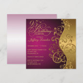 Paarse en Gold 95e uitnodiging van de Birthday Par (Voorkant / Achterkant)