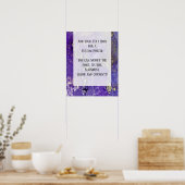 Paarse en Gold Abstracte alcoholinkt - kunstschild Poster (Keuken)