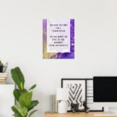 Paarse en Gold Abstracte alcoholinkt - kunstschild Poster (Thuiskantoor)