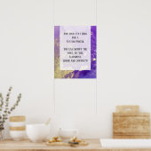 Paarse en Gold Abstracte alcoholinkt - kunstschild Poster (Keuken)