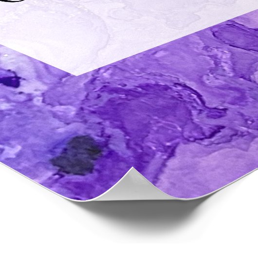 Paarse en Gold Abstracte alcoholinkt - kunstschild Poster (Hoek)