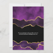Paarse en Gold Agate lijst met minder bruiloft Aankondiging (Achterkant)