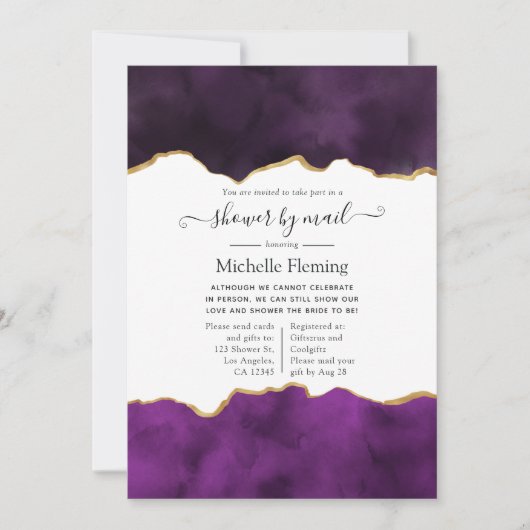 Paarse en Gold Agate Shower per mail Kaart (Voorkant)