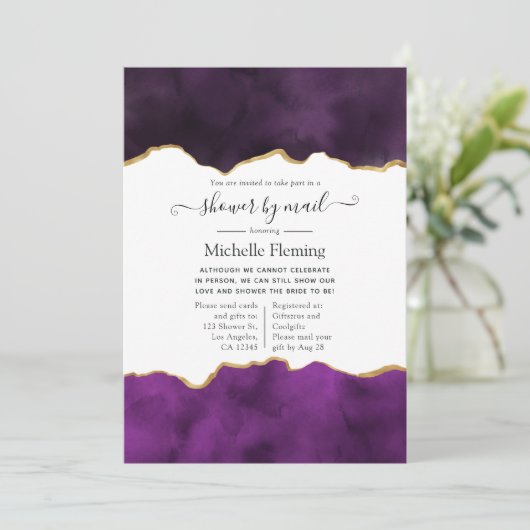 Paarse en Gold Agate Shower per mail Kaart (Staand voorkant)
