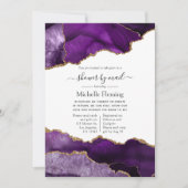 Paarse en Gold Agate Shower via Mail Invitation Kaart (Voorkant)
