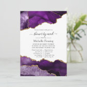 Paarse en Gold Agate Shower via Mail Invitation Kaart (Staand voorkant)