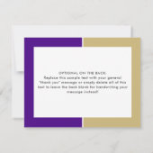 Paarse en Gold College Colour Block Note Kaart Notitiekaartje (Achterkant)