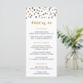 Paarse en Gold Confetti Stippen Moderne Menu Kaart (Staand voorkant)