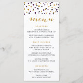 Paarse en Gold Confetti Stippen Moderne Menu Kaart (Voorkant)