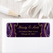 Paarse en Gold Faux Glitter Agate Wedding address Etiket (Insitu)