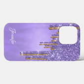 Paarse en Gold Glitter-schijven Case-Mate iPhone Case (Achterkant (horizontaal))