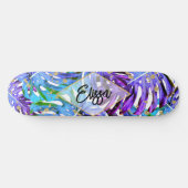 Paarse en Gold Glitter Tropische bladeren op maat Persoonlijk Skateboard (Horizontaal)