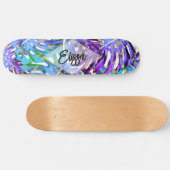 Paarse en Gold Glitter Tropische bladeren op maat Persoonlijk Skateboard (Horizontaal)