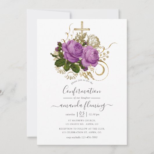 Paarse en Gold  grafische bevestiging Kaart (Voorkant)