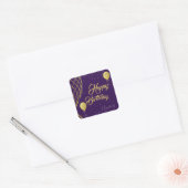 Paarse en Gold Happy Birthday Sticker (Envelop)
