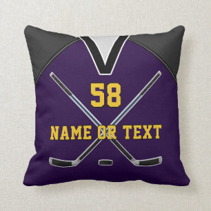 Paarse en Gold Hockey-cadeautjes Pillow of Uw KLEU Kussen