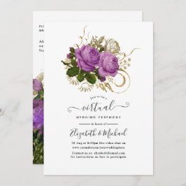 Paarse en Gold  Latijnse virtuele bruiloft Kaart
