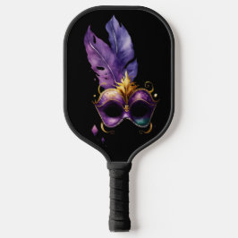 PAARSE EN GOLD MARDI GRAS MASKS & FEATHERS PICKLEBALL PADDLE
