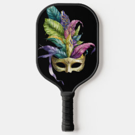 PAARSE EN GOLD MARDI GRAS MASKS & FEATHERS PICKLEBALL PADDLE