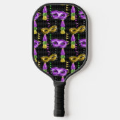 PAARSE EN GOLD MARDI GRAS MASKS & TASSELS PICKLEBALL PADDLE (Achterkant)