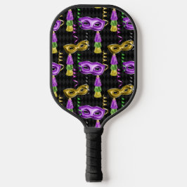 PAARSE EN GOLD MARDI GRAS MASKS & TASSELS PICKLEBALL PADDLE