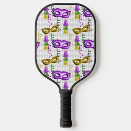 PAARSE EN GOLD MARDI GRAS MASKS & TASSELS PICKLEBALL PADDLE