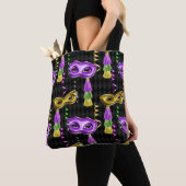 PAARSE EN GOLD MARDI GRAS MASKS & TASSELS TOTE BAG (Dichtbij)