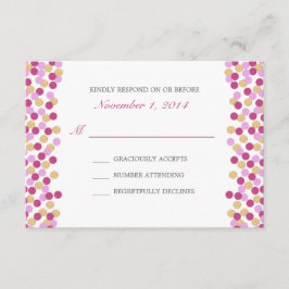 Paarse en Gold Polka Dot Weduwkaart RSVP Kaartje