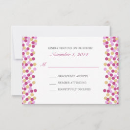 Paarse en Gold Polka Dot Weduwkaart RSVP Kaartje