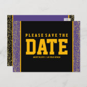 Paarse en Gold Save the Date Cards Aankondigingskaart (Voorkant / Achterkant)