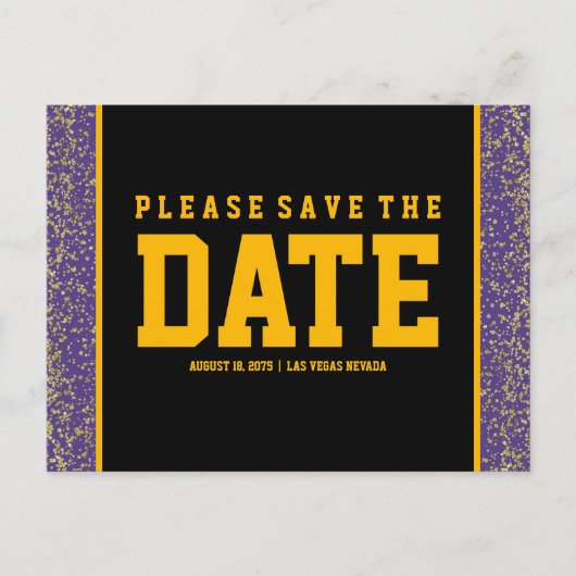 Paarse en Gold Save the Date Cards Aankondigingskaart (Voorkant)