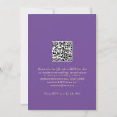 Paarse en Gold Scripting QR Code Wedding Kaart (Achterkant)