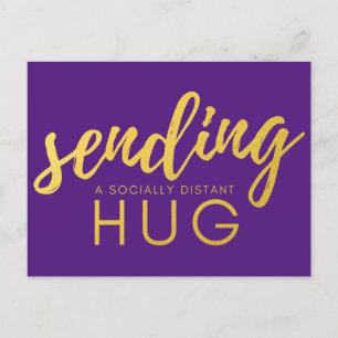 Paarse en Gold Social Distancing Hug Briefkaart