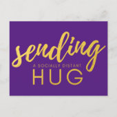 Paarse en Gold Social Distancing Hug Briefkaart (Voorkant)
