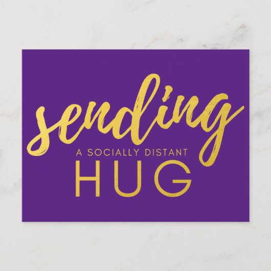 Paarse en Gold Social Distancing Hug Briefkaart (Voorkant)