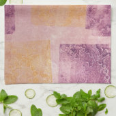 Paarse en Gold Square Gel Print Theedoek (Gevouwen)